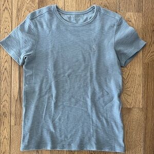 All Saints Gray Ribbed Crew Neck Top